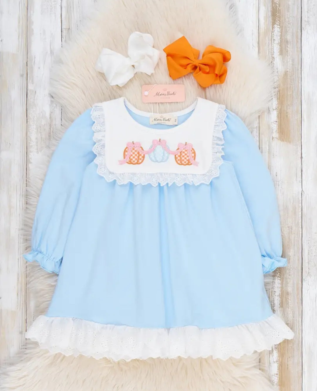 Pumpkin Patch Days Embroidered Ruffle Dress