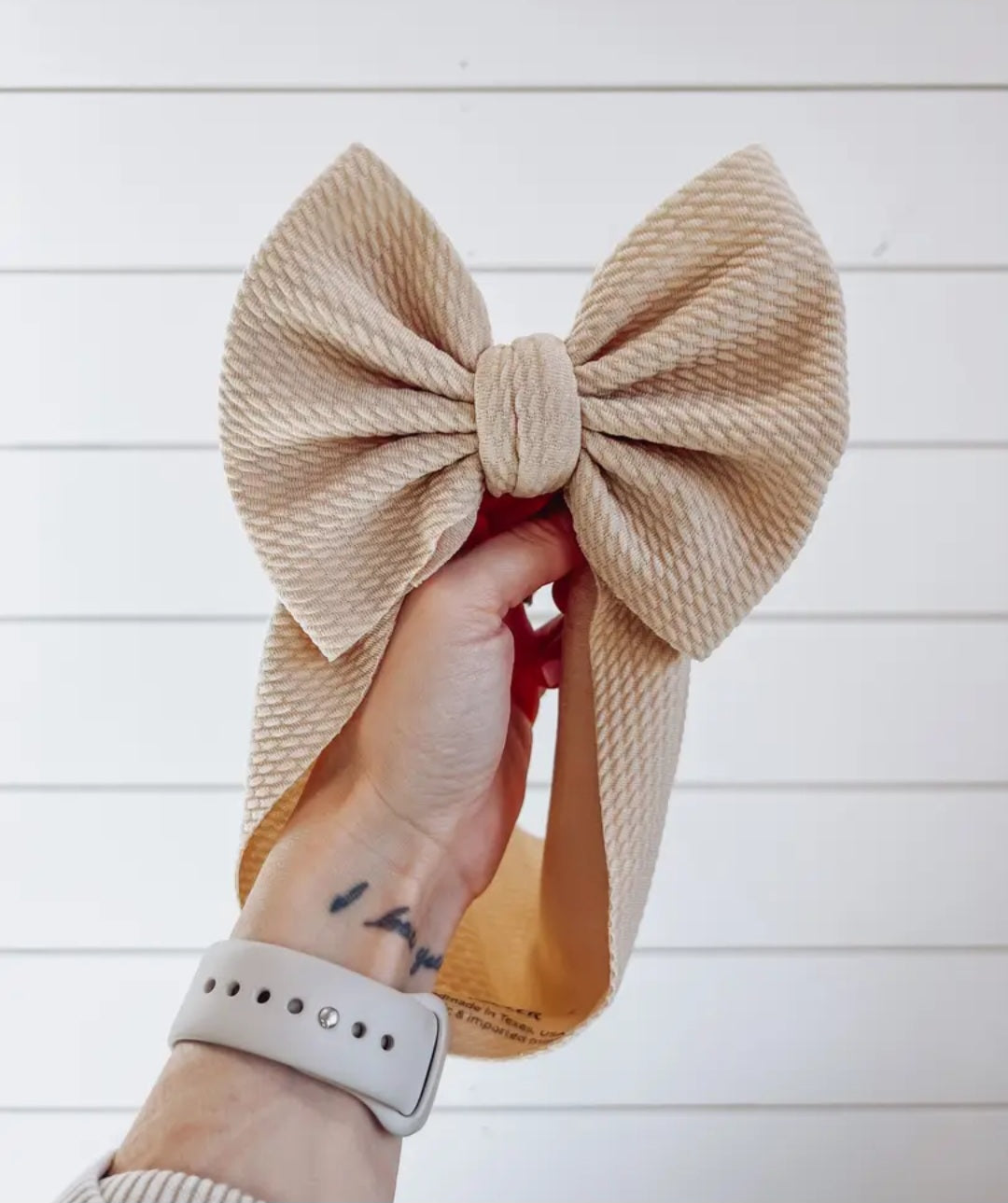 Tan Bullet Bow + Headwrap