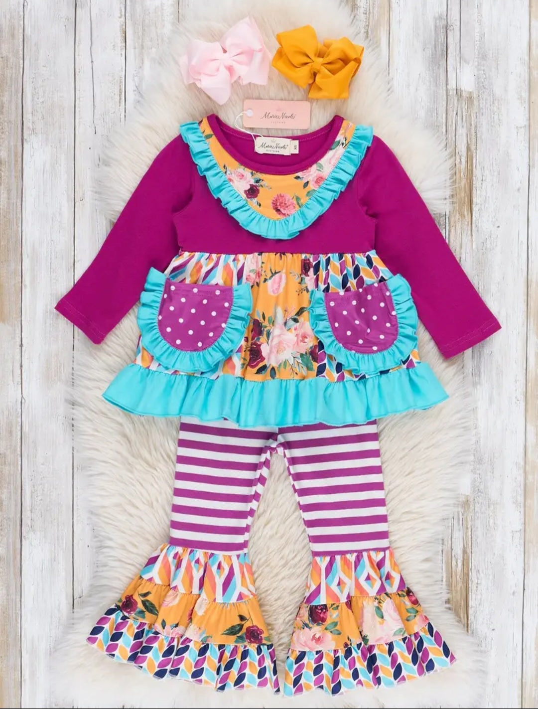 Pocket Flara Bells Outfit - Mulberry