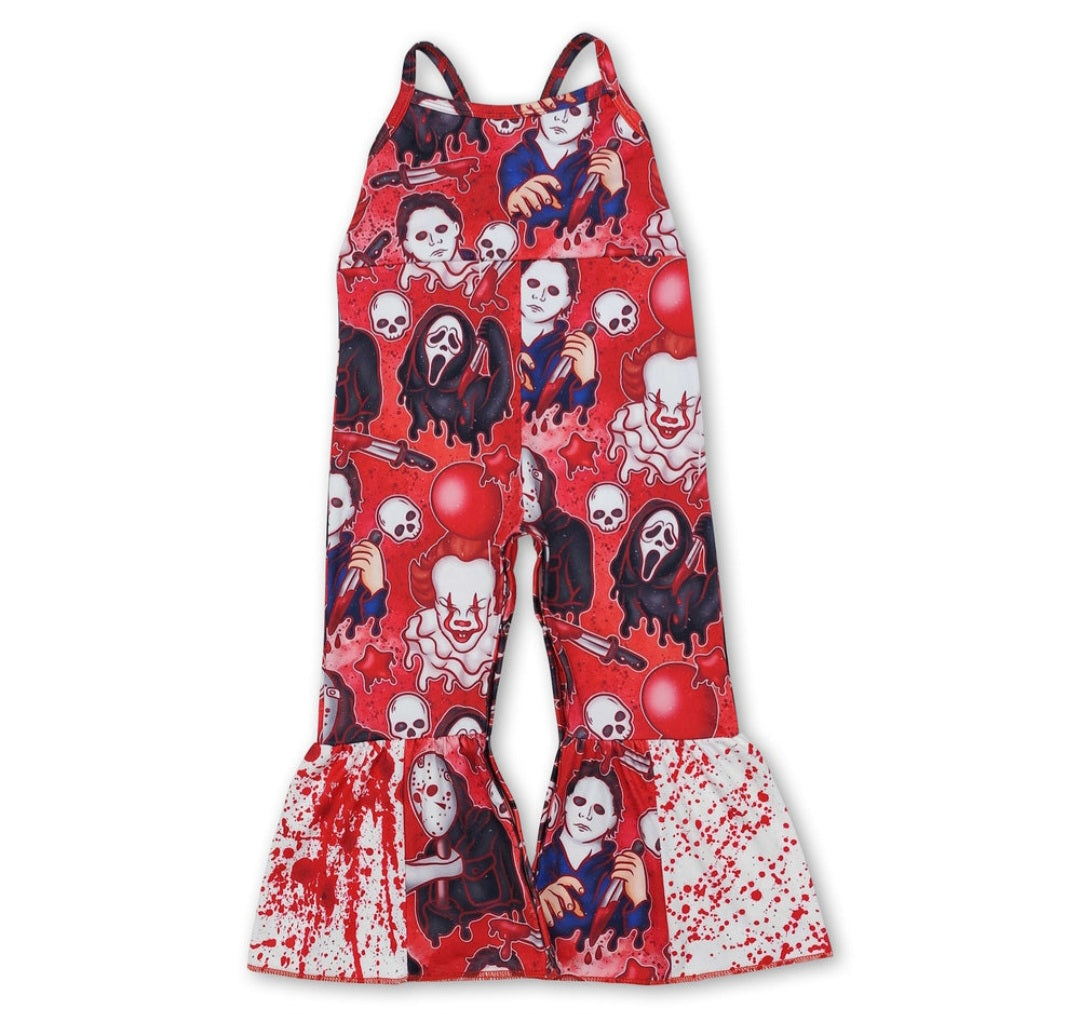 Red scream balloon baby girls Halloween jumpsuit