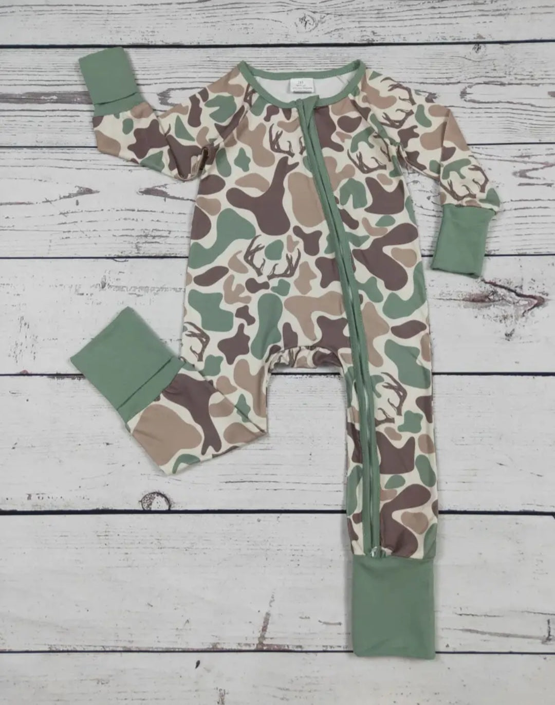 Deer Hunting Camouflage Printed Baby Boy Zippy
