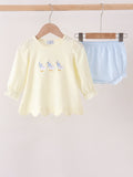 Beige goose embroidery bloomer set