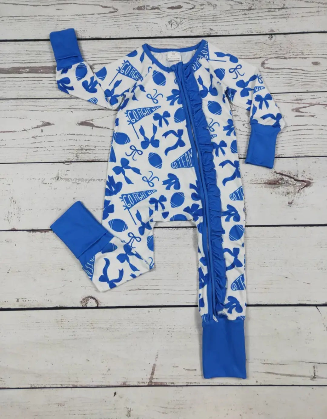 Blue Bow Printed Baby Girls Zippy
