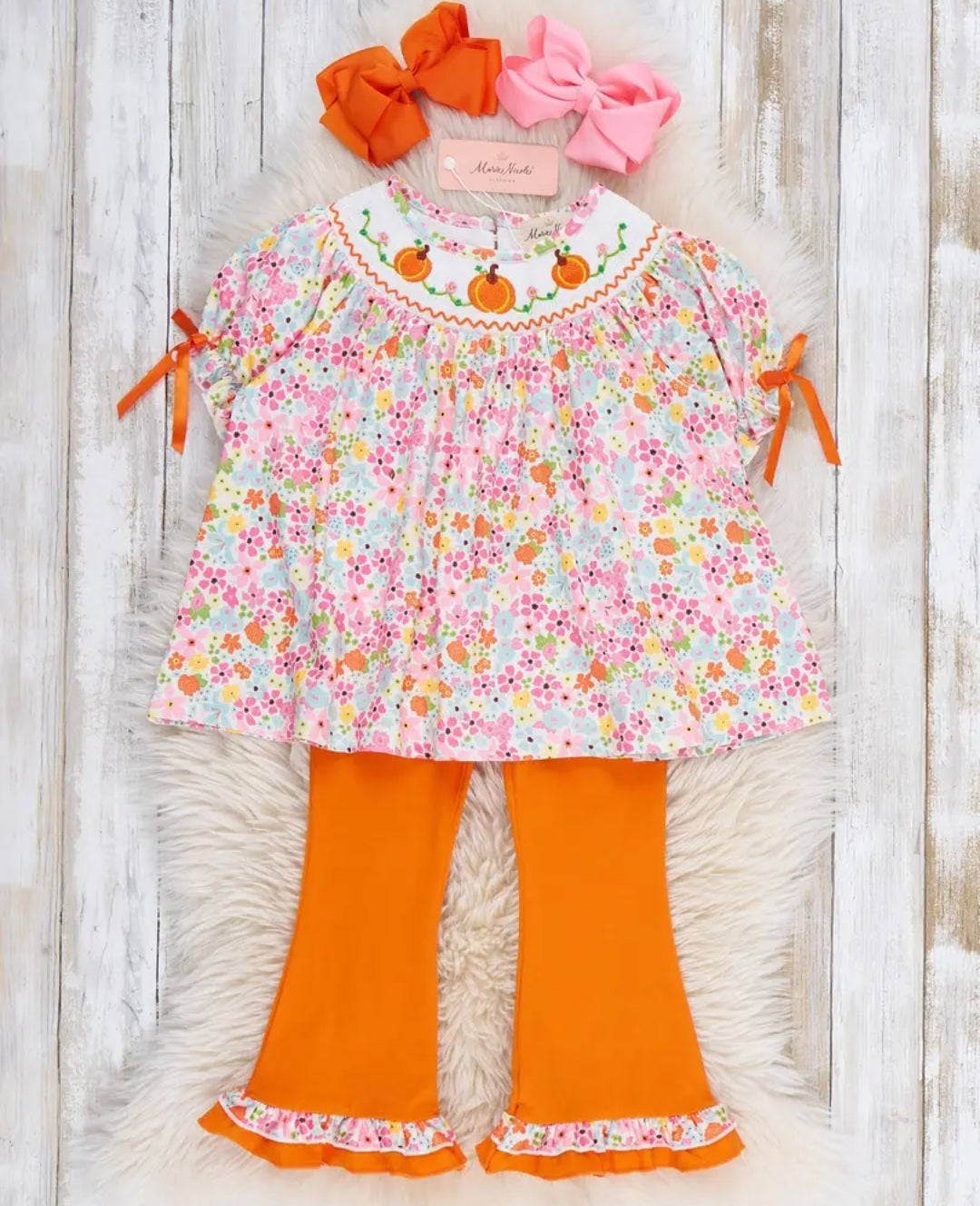 Blooming Harvest Patch Embroidered Ruffle Outfit