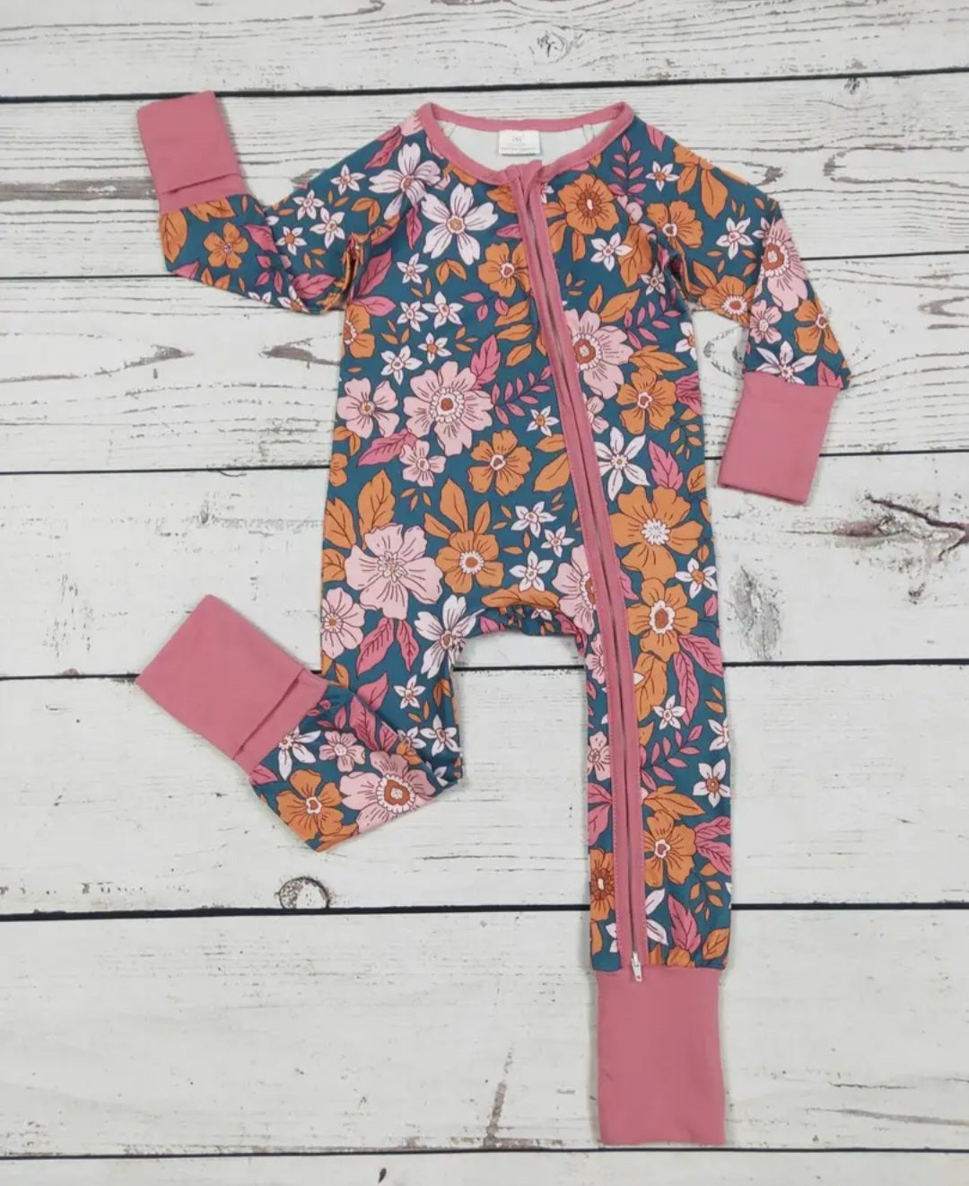 Flower Printed Baby Girl Zippy