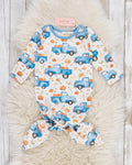 Rustic Blue Pumpkin Trucks Knot Gown