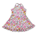 Straps Pink Floral Ruffle Kids Girls Athletic Dresses