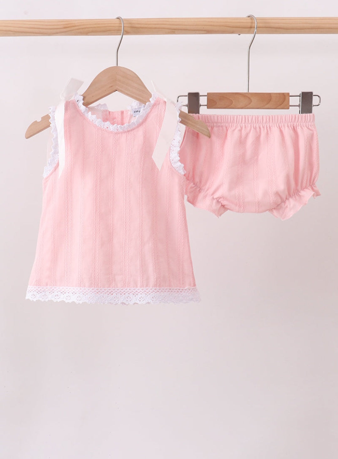 Pink Lace Jacquard Bloomer Set