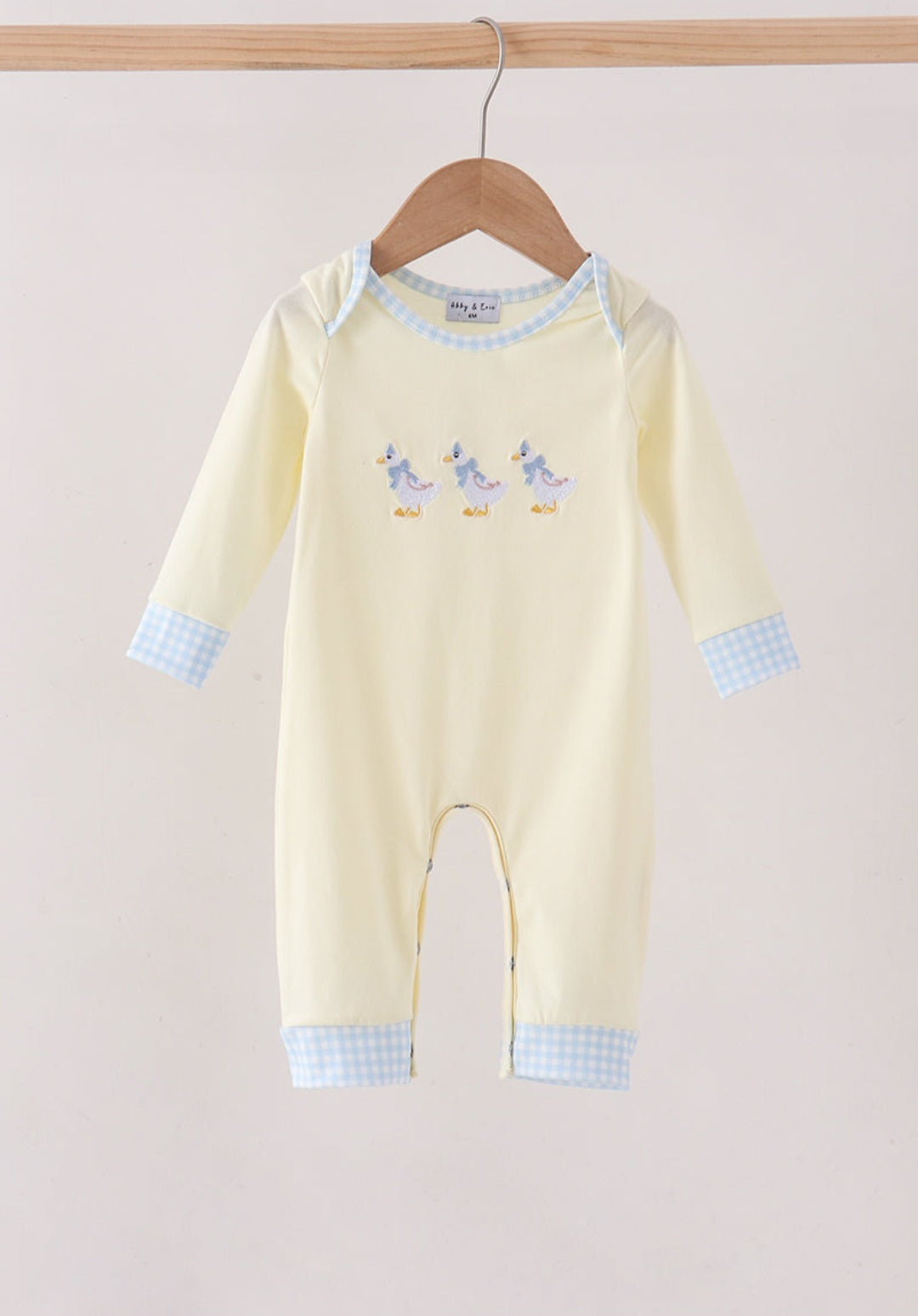 Beige goose embroidery romper