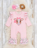 Floral Cow Cutie Ruffle Romper