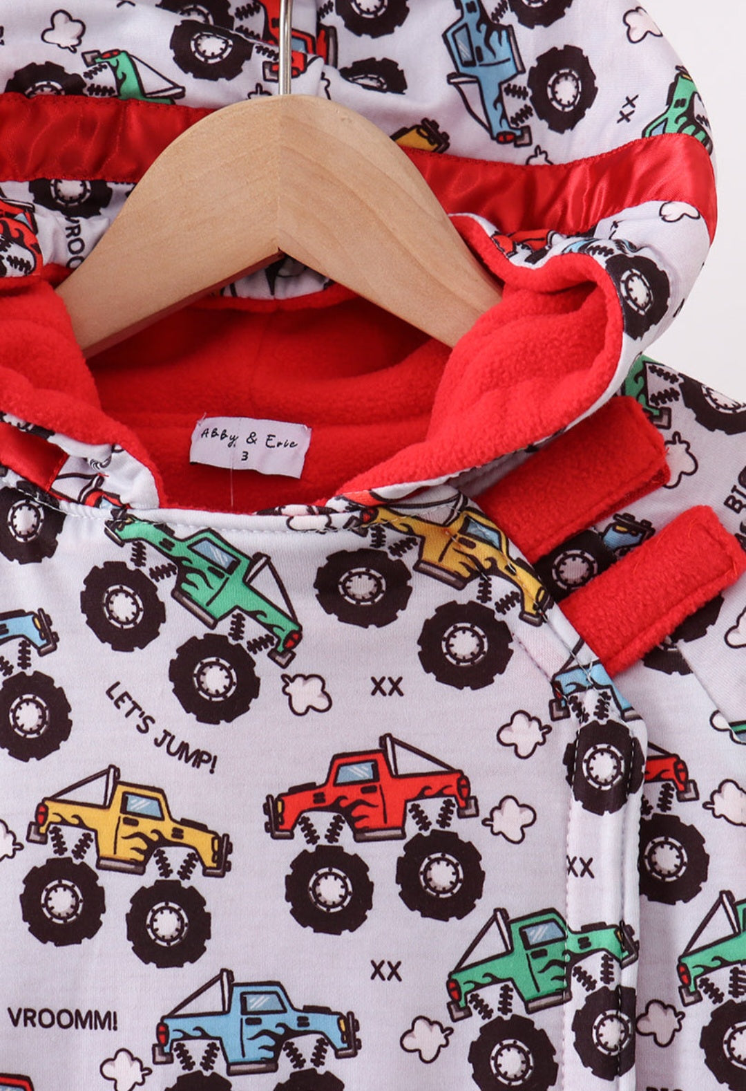 Monster truck fleece hoodie jacket