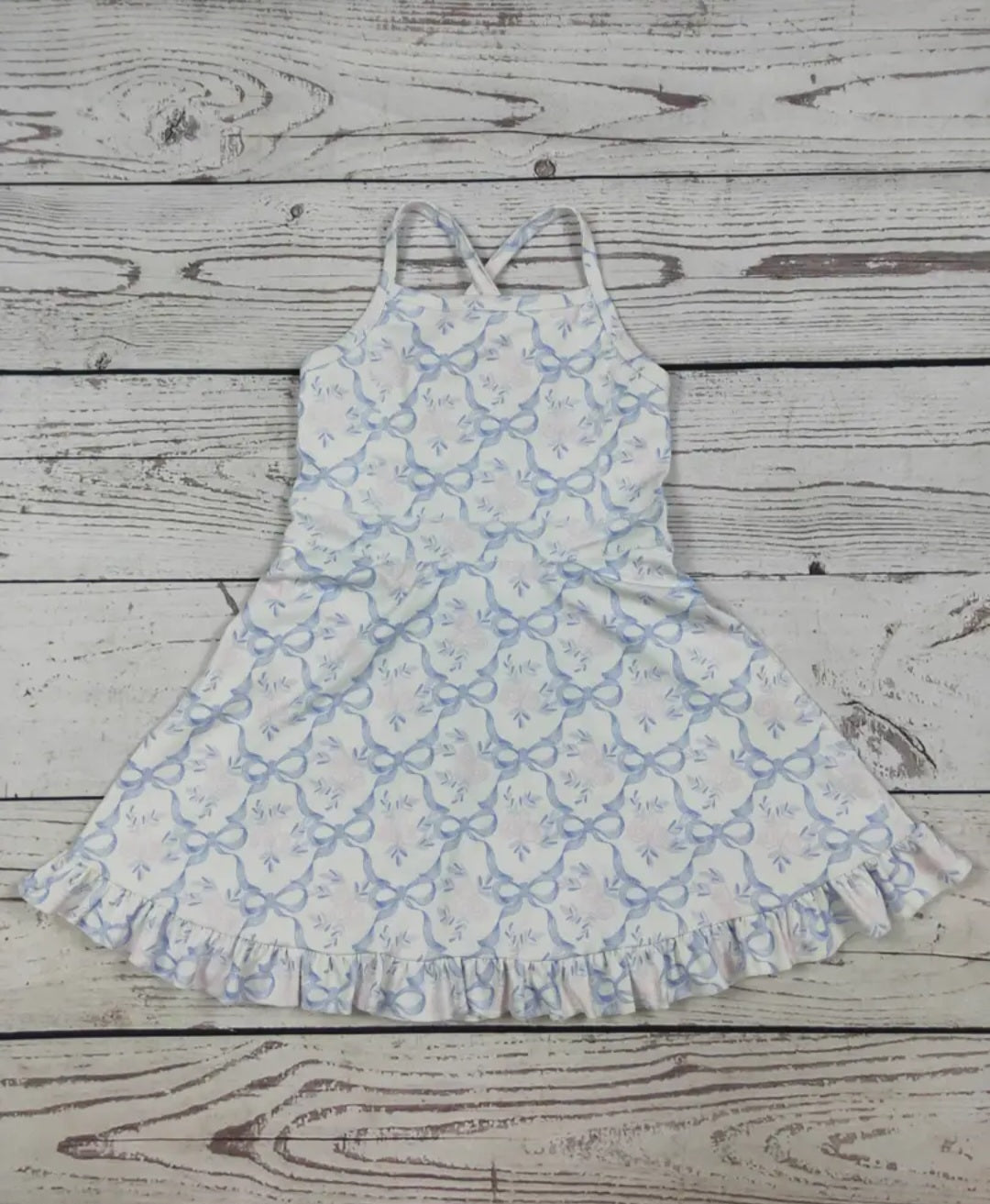 Flower Bow Print Girls Athletic Dresses