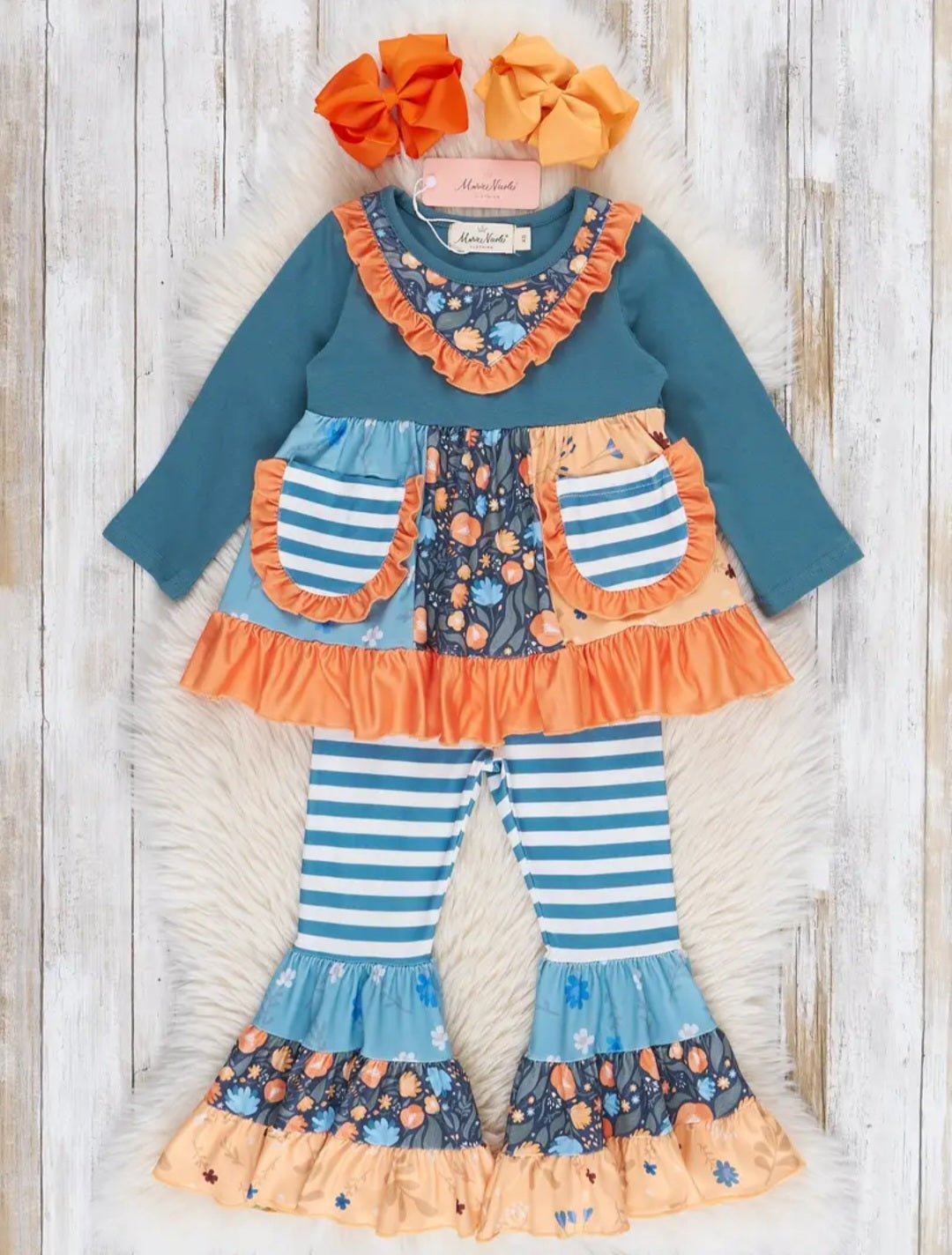 Pocket Flara Bells Outfit - Blue Grey