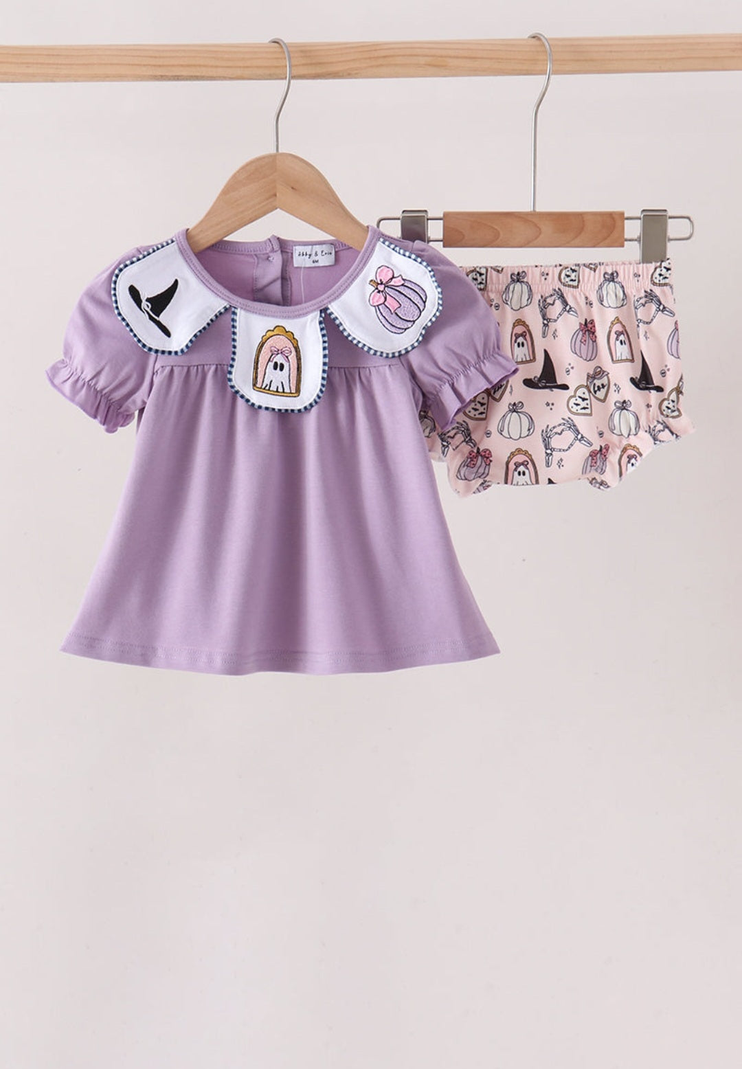 Purple spooky embroidery bloomer set