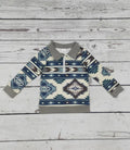 Kids Boys Western Aztec Printed Zip Pullover