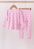 Pink bow  print pant bamboo set