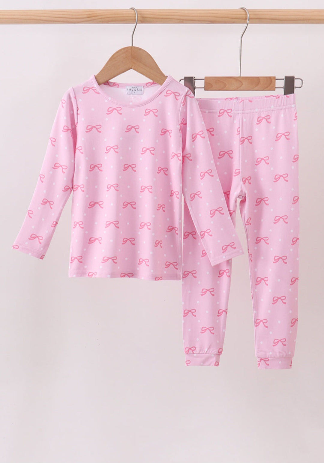 Pink bow  print pant bamboo set