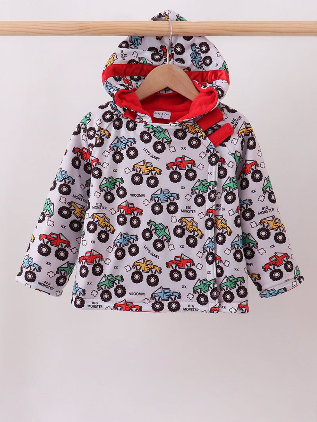 Monster truck fleece hoodie jacket