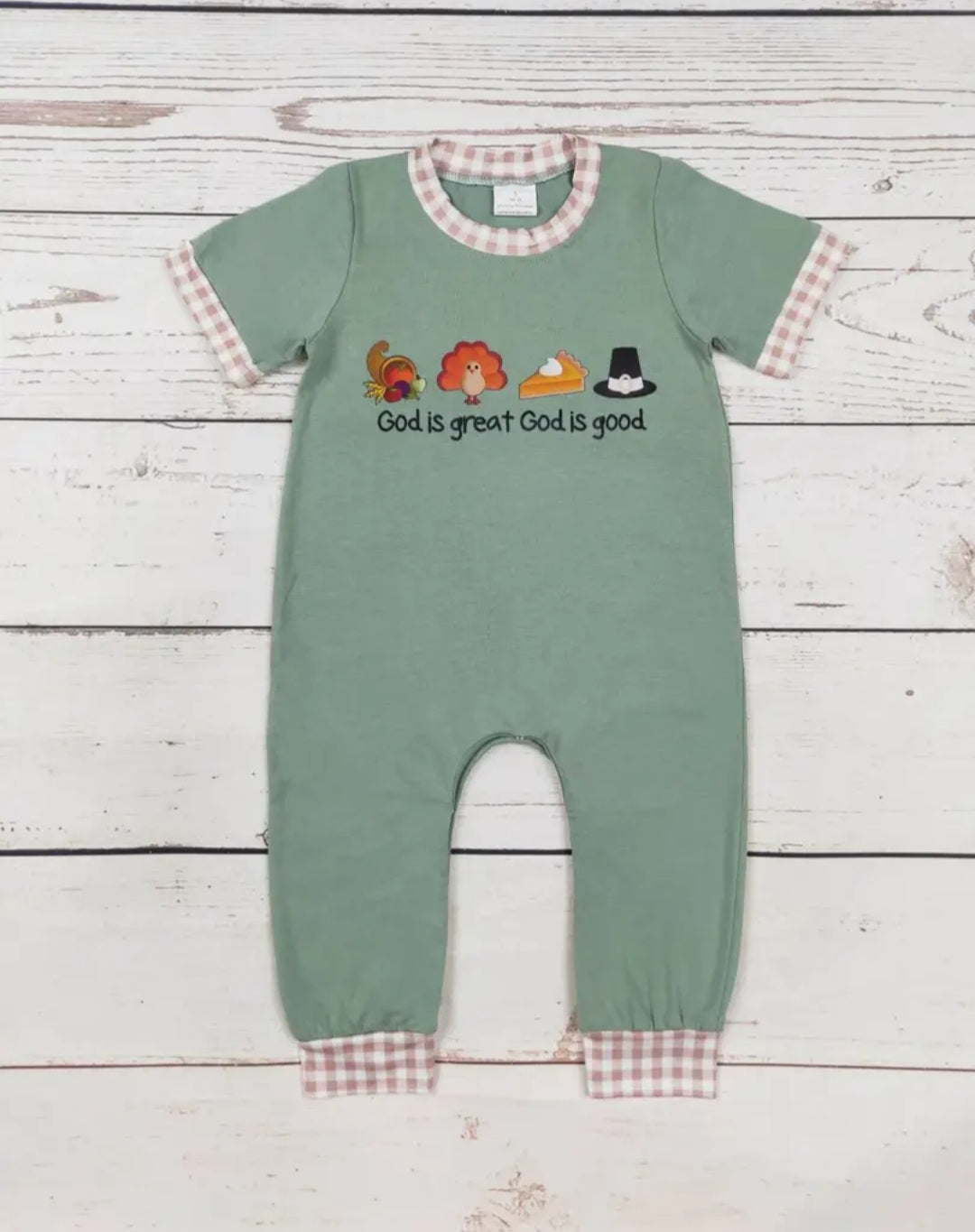 Baby Boy Turkey Printed Thanksgiving Romper