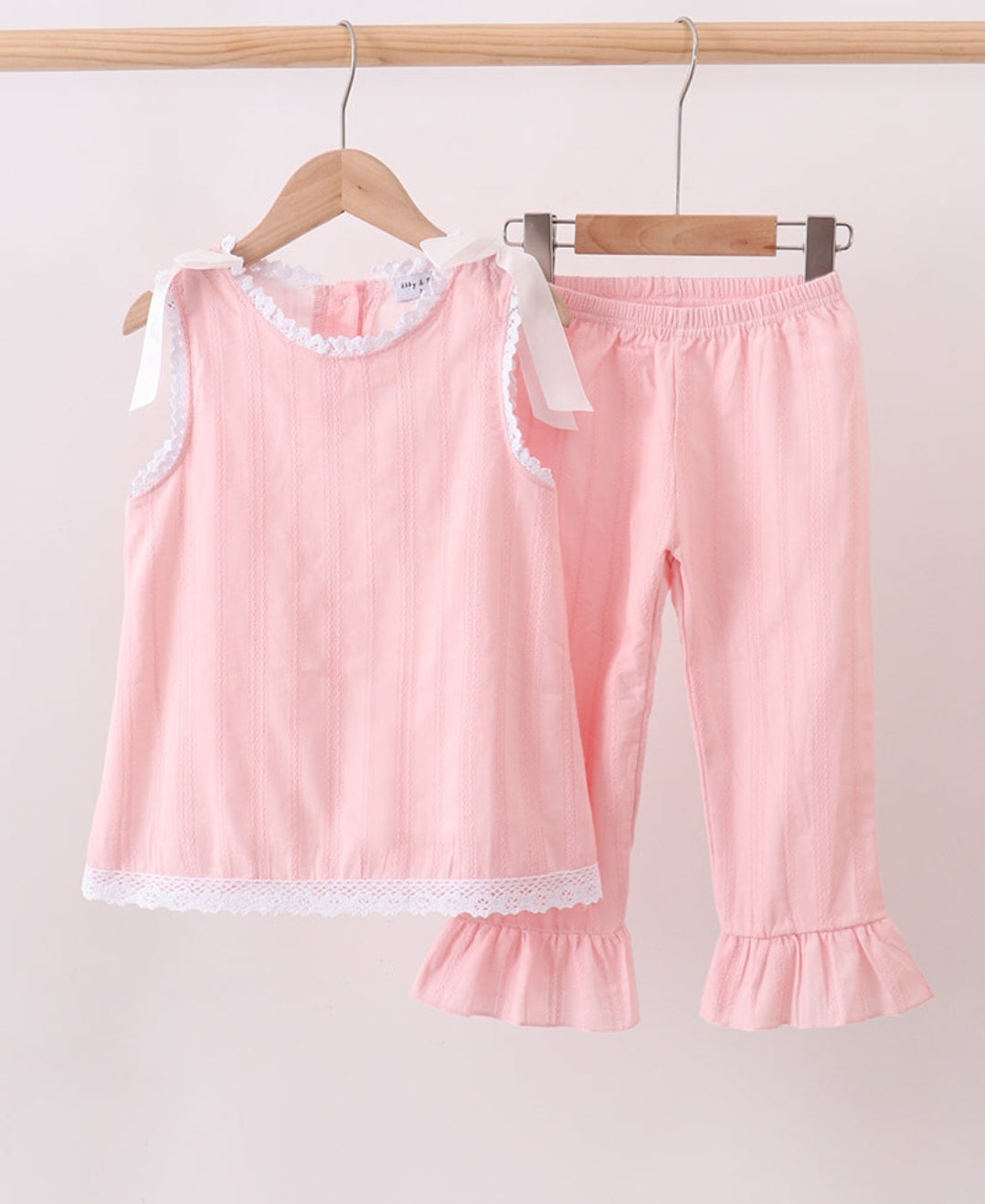 Pink Lace Ruffle Pants Set