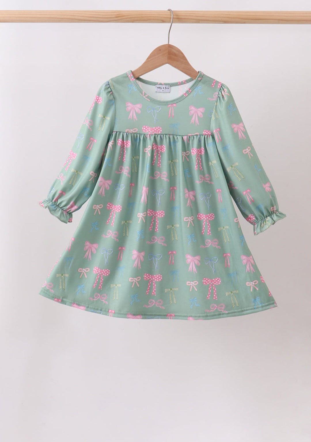 Sage Bow Ruffle Dress