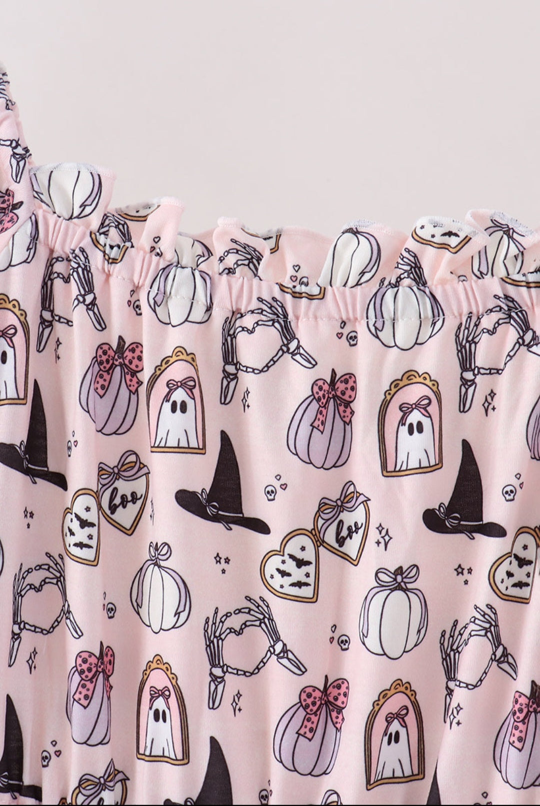 Pink Spooky print ruffle tiered mom
dress