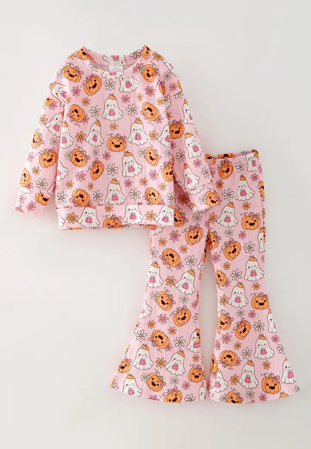 Pumpkin & Ghost Printed Girls 2 Piece Set