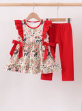 Maroon Farmland Ruffle Pants Set