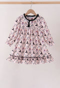 Pink Spooky print ruffle dress